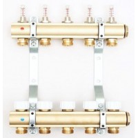 Rozdzielacz mosiężny do ogrzewania podłogowego z wkładkami termostatycznymi i przepływomierzami 